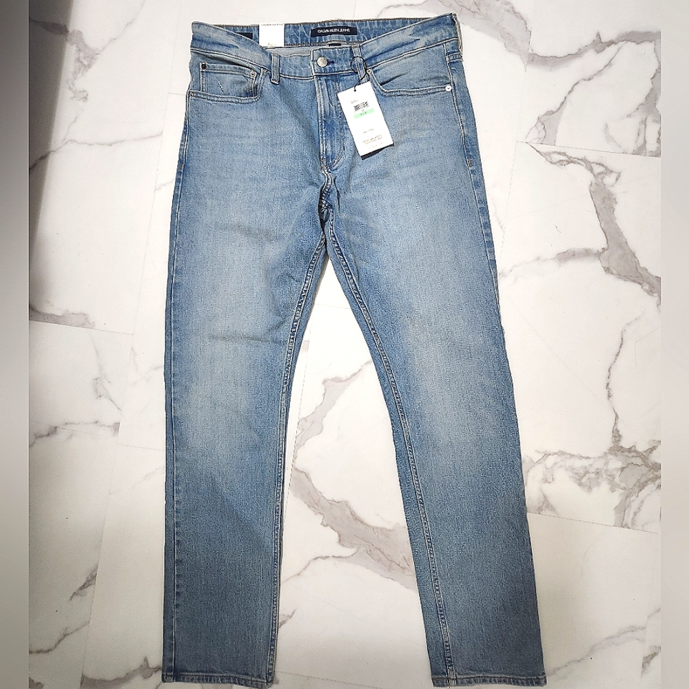 Men Calvin Klein 34 x 32 Modern Slim CKJ 026 Denim Jeans Pants Blue NWT